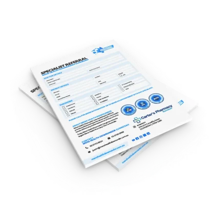 Specialist Referral Co-Branded Pads | A4 2-sided in qty 20, 50, 100 | Mens Health Downunder