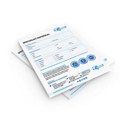 Specialist Referral Pads | A4 2-sided in qty 20, 50, 100 | Mens Health Downunder