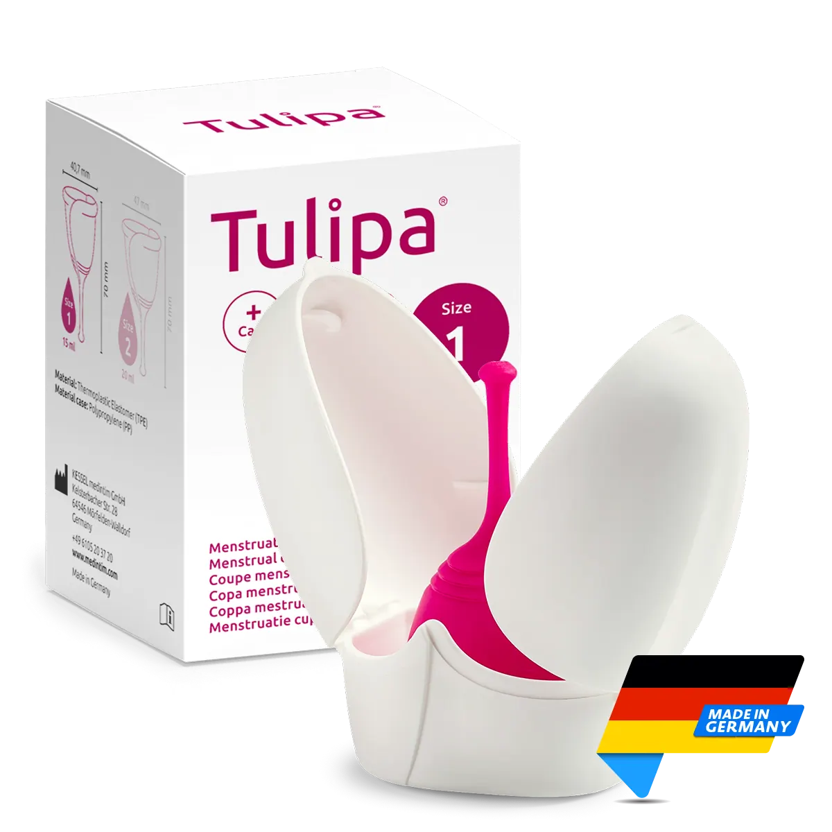 Medintim Tulipa Menstrual Cup | Open Case | Made in Germany | Mens Health Downunder