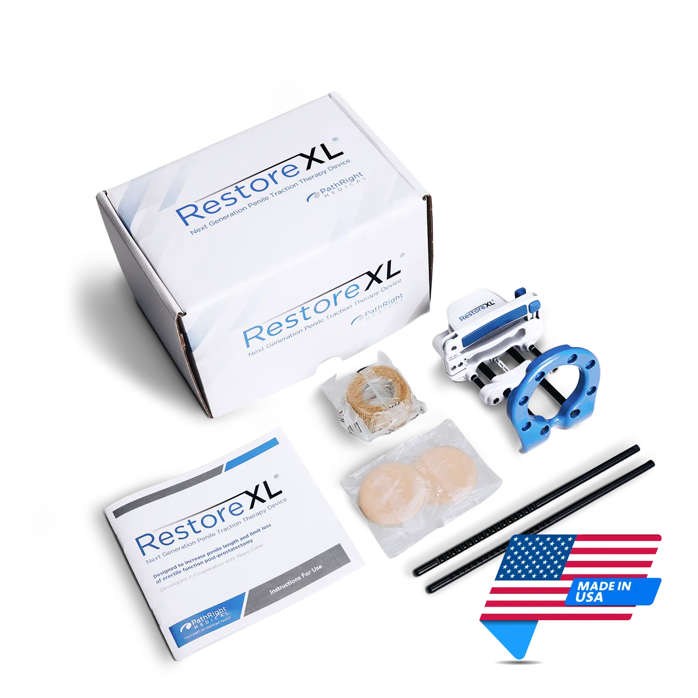 RestoreXL Penile Traction for Length | Package Contents | Made in USA | Mens Health Downunder